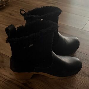 No. 6 Black Ankle Boots with Tan Soles